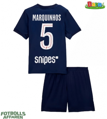 Paris Saint-Germain Marquinhos #5 Hemmaställ Barn 2025-26 Kortärmad (+ Korta byxor)